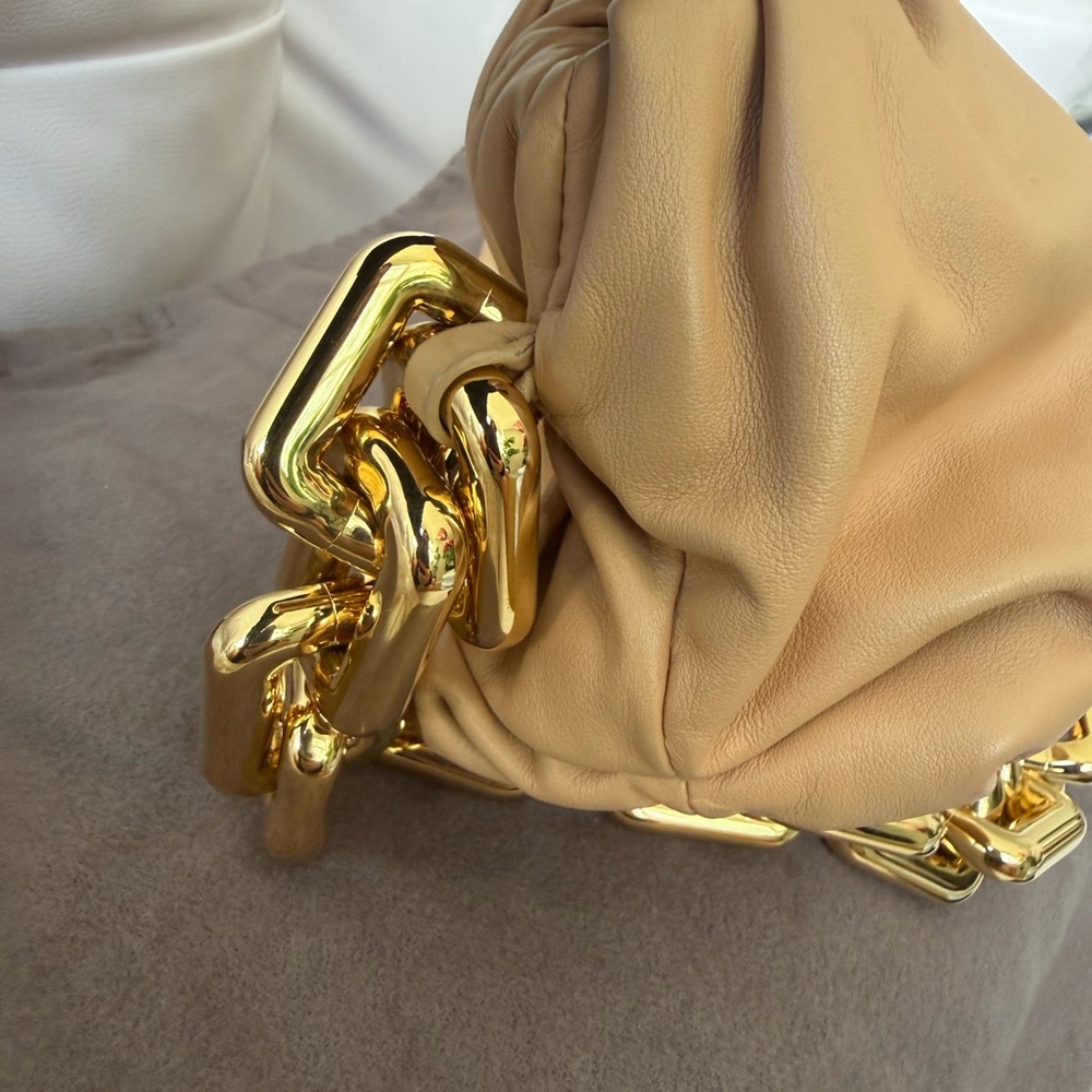 Bottega Veneta Camel Leather Clutch with Gold Chain - Picture 6 of 7